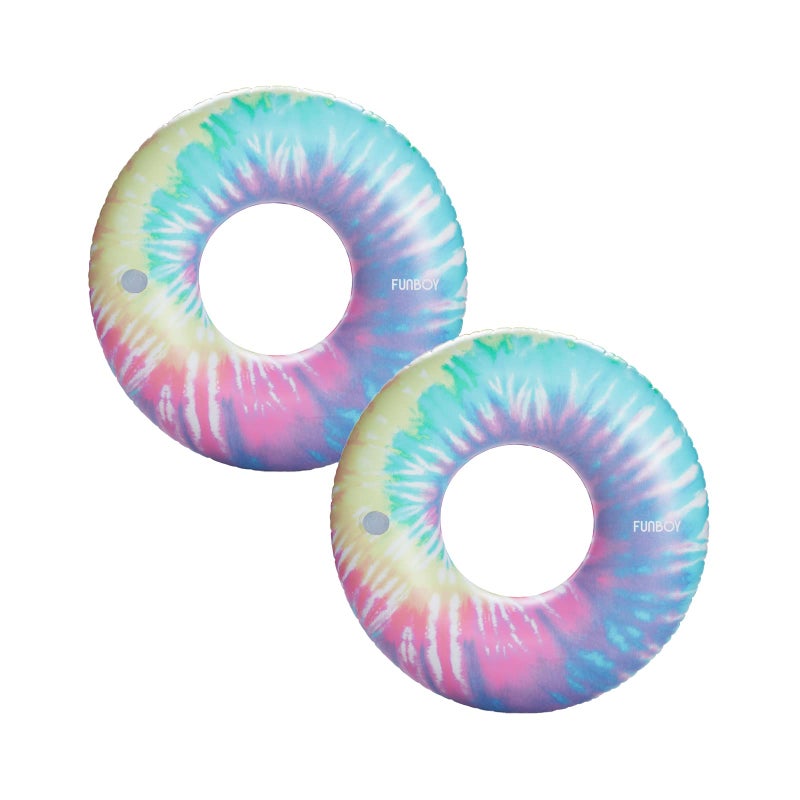 FUNBOY Giant Inflatable Tie Dye Tube Float, Donut Style Pool Float, Luxury Raft for Summer Pool Parties and Entertainment, Bundle Pack of 2 - Image 1