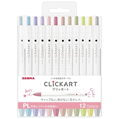 Zebra Pen Zebra WYSS2212CPL Clickart WaterBased Pen PL12 Color Set - Image 1