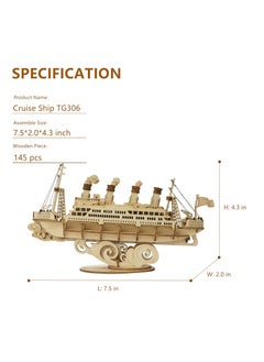 Robotime Rolife Cruise Ship Model 3D Wooden Puzzle TG306, DIY 3D Puzzles for Adults/Teens, Unique Gift for Craft Hobby and Creative Home Decor  - Image 5