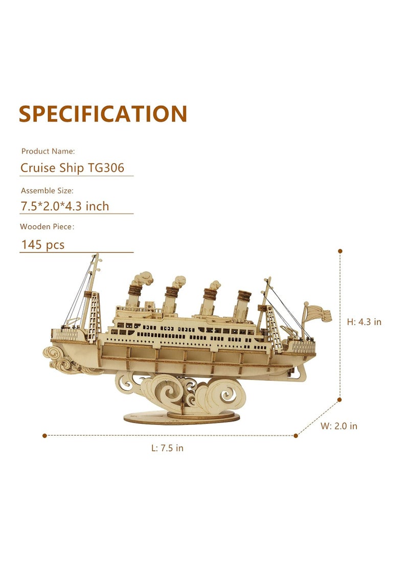 Robotime Rolife Cruise Ship Model 3D Wooden Puzzle TG306, DIY 3D Puzzles for Adults/Teens, Unique Gift for Craft Hobby and Creative Home Decor  - Image 5