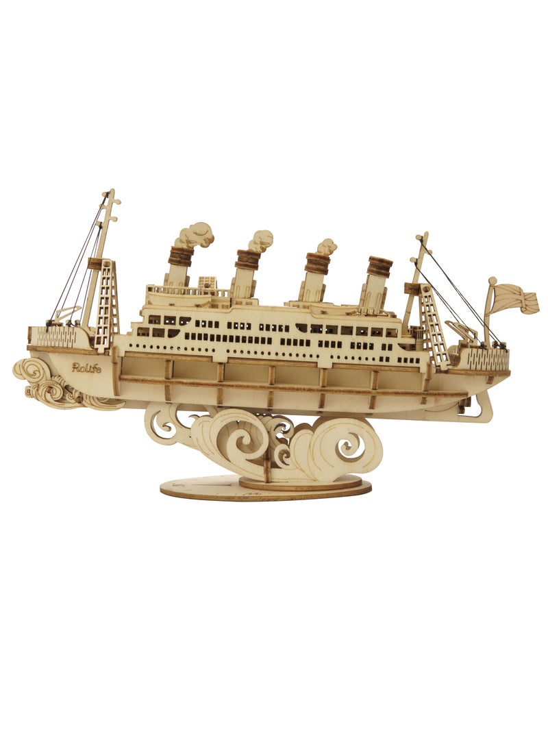 Robotime Rolife Cruise Ship Model 3D Wooden Puzzle TG306, DIY 3D Puzzles for Adults/Teens, Unique Gift for Craft Hobby and Creative Home Decor  - Image 1