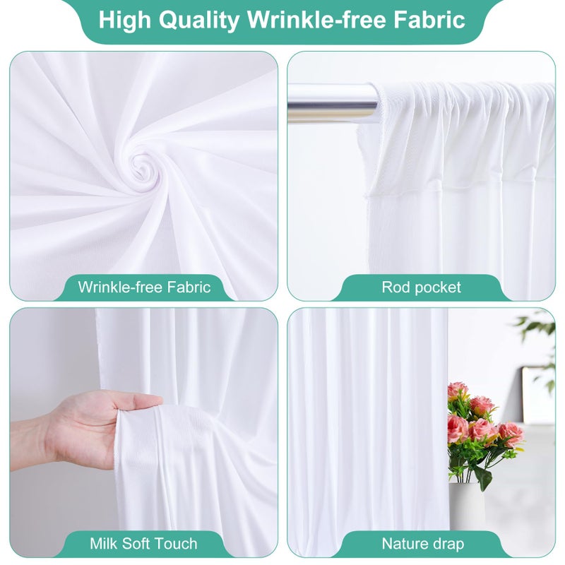 PARTISKY White Backdrop Curtains for Wedding, Wrinkle Free Polyester Photography Backdrop Drapes 8x10FT Photo Backdrop for Baby Shower Birthday Parties Stage Photoshoot Background Decorations 4x10ft,2 Panels - Image 2