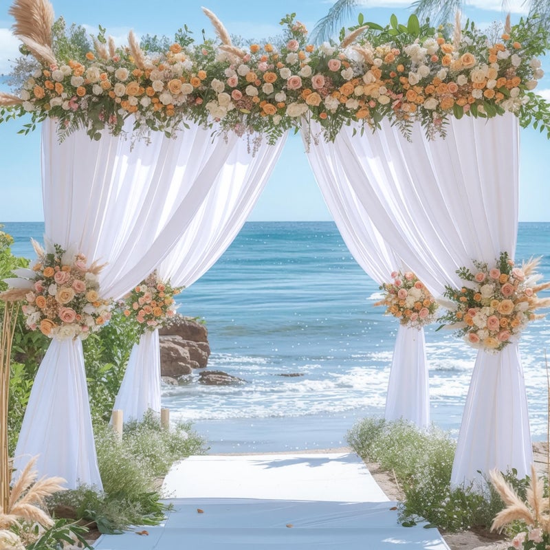 PARTISKY White Backdrop Curtains for Wedding, Wrinkle Free Polyester Photography Backdrop Drapes 8x10FT Photo Backdrop for Baby Shower Birthday Parties Stage Photoshoot Background Decorations 4x10ft,2 Panels - Image 5