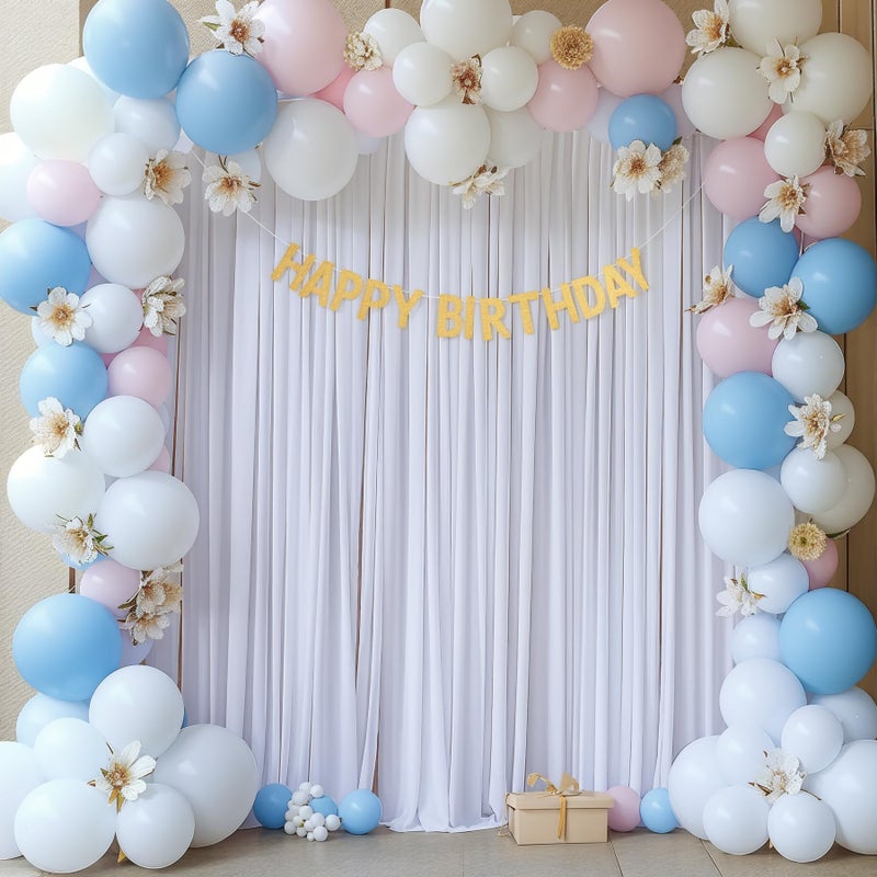 PARTISKY White Backdrop Curtains for Wedding, Wrinkle Free Polyester Photography Backdrop Drapes 8x10FT Photo Backdrop for Baby Shower Birthday Parties Stage Photoshoot Background Decorations 4x10ft,2 Panels - Image 3