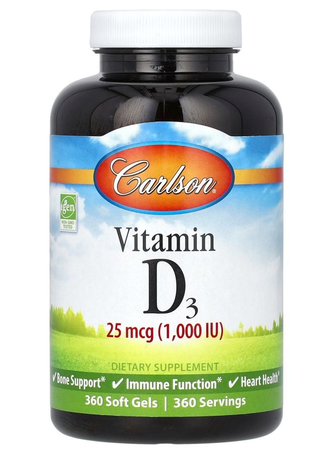 Vitamin D3 25 mcg (1000 IU) 360 Soft Gels