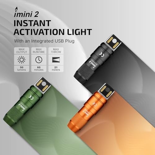 OLIGHT IMINI 2 EDC Rechargeable Keychain Flashlight, 50 Lumens Compact and Portable Mini LED Keyring Lights with Built-in Battery Ideal for Everyday Carry and Emergencies (OD Green) - Image 2