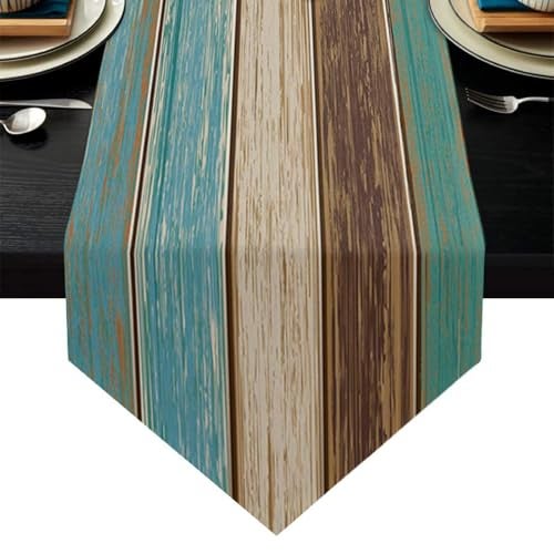 ZCHOMI Teal Retro Rustic Table Runner 13x72 Inch Modern Abstract Art Painting Kitchen Dinning Table Decoration for Home Party Decor - Image 1