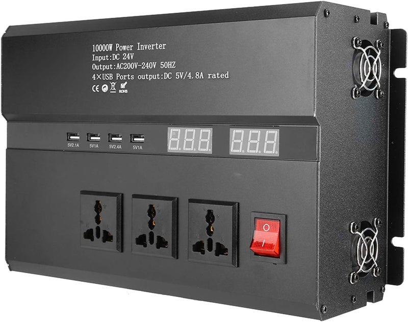 woobles 12V 24V to 220V Solar Inverter High Power, Solar Power Inverter Sine Wave Inverter Built in Cooling Fan, AC Outlets USB Charging Ports Ideal 24V to 220V,10000W - Image 2