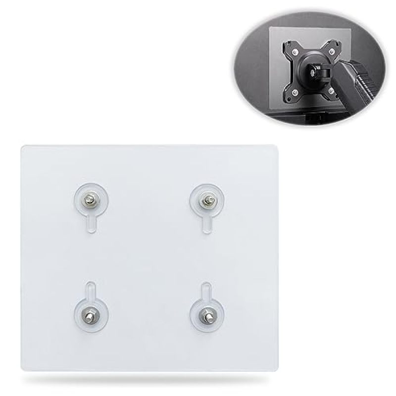 محول VESA العالمي 75x75 مم مع لاصق لا يترك أثراً - إعداد سهل وقابل للإزالة بدون جهد محول فيزا للشاشات والأجهزة اللوحية من 17 إلى 27 بوصة بدون دعم VESA - Image 1
