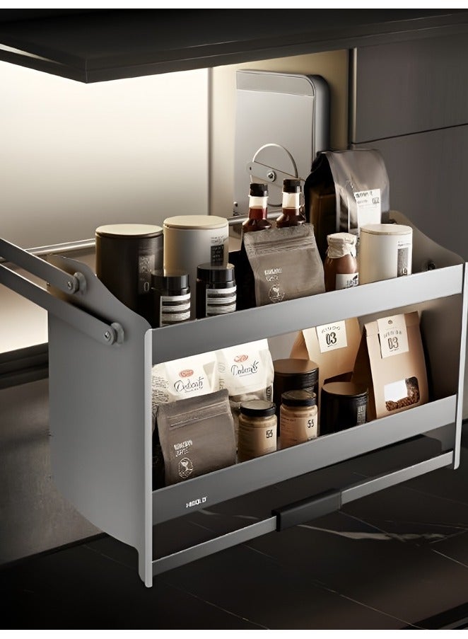 Generic Pull-Down Elevator Spice & Condiment Basket – Convenient and Space-Saving Kitchen Storage
