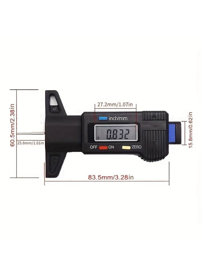 Black Digital Depth Gauge 0 01mm Precision LCD Display MM Inch Conversion - Image 2