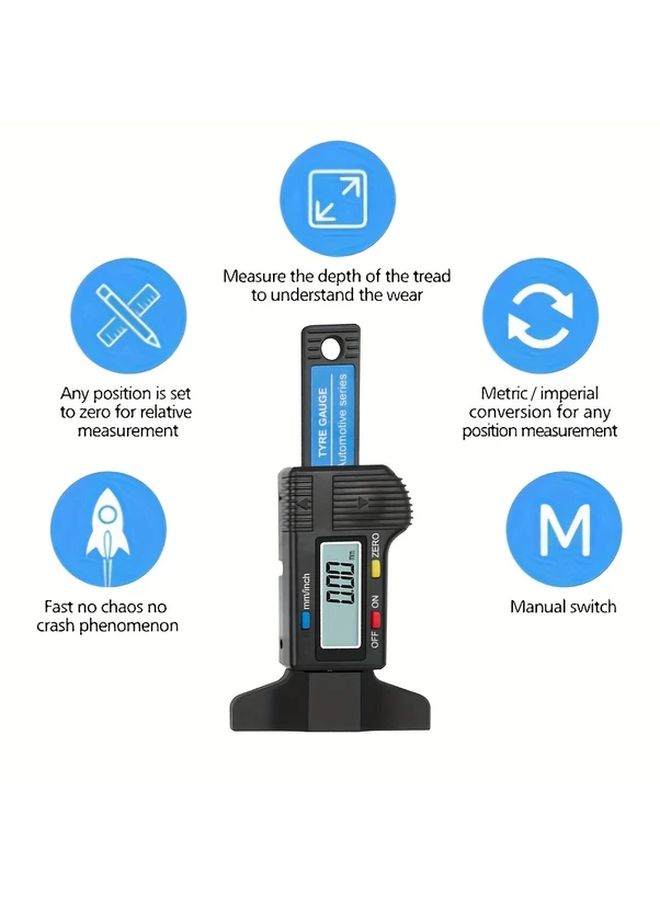 Black Digital Depth Gauge 0 01mm Precision LCD Display MM Inch Conversion - Image 5
