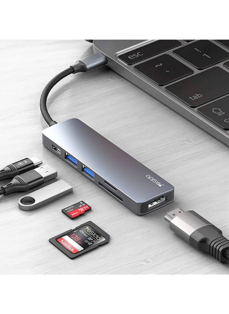 Yesido 6 in 1 Intelligent HUB Docking Station USB C, Adapter  - Image 2