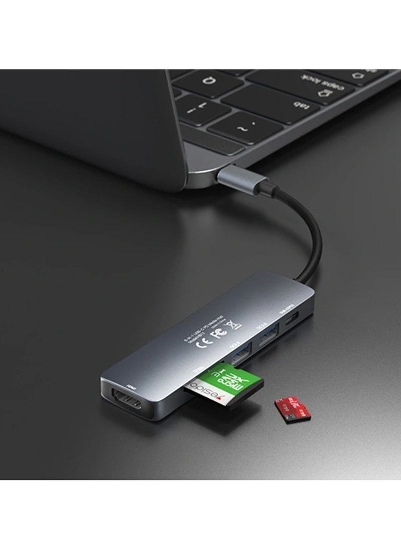 Yesido 6 in 1 Intelligent HUB Docking Station USB C, Adapter  - Image 4