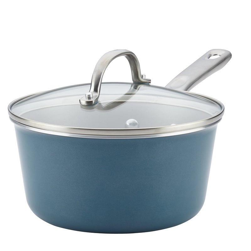 Ayesha Ayesha Curry Home Collection Nonstick Sauce PanSaucepan with Lid 3 Quart Blue