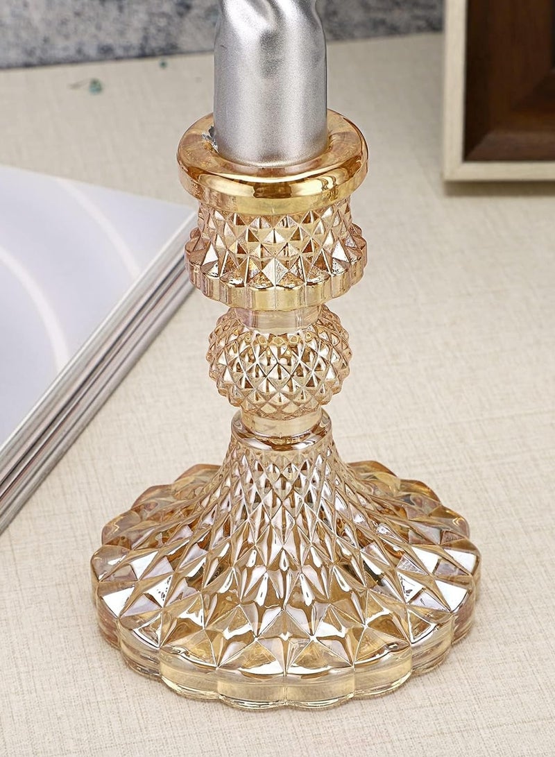 KASTWAVE Glass Candle Holder Set of 2, Clear Candlestick Holder and Taper Candle Holder for Wedding Party Table, Anniversary, Dining Room Table, Spring Decor - Image 3