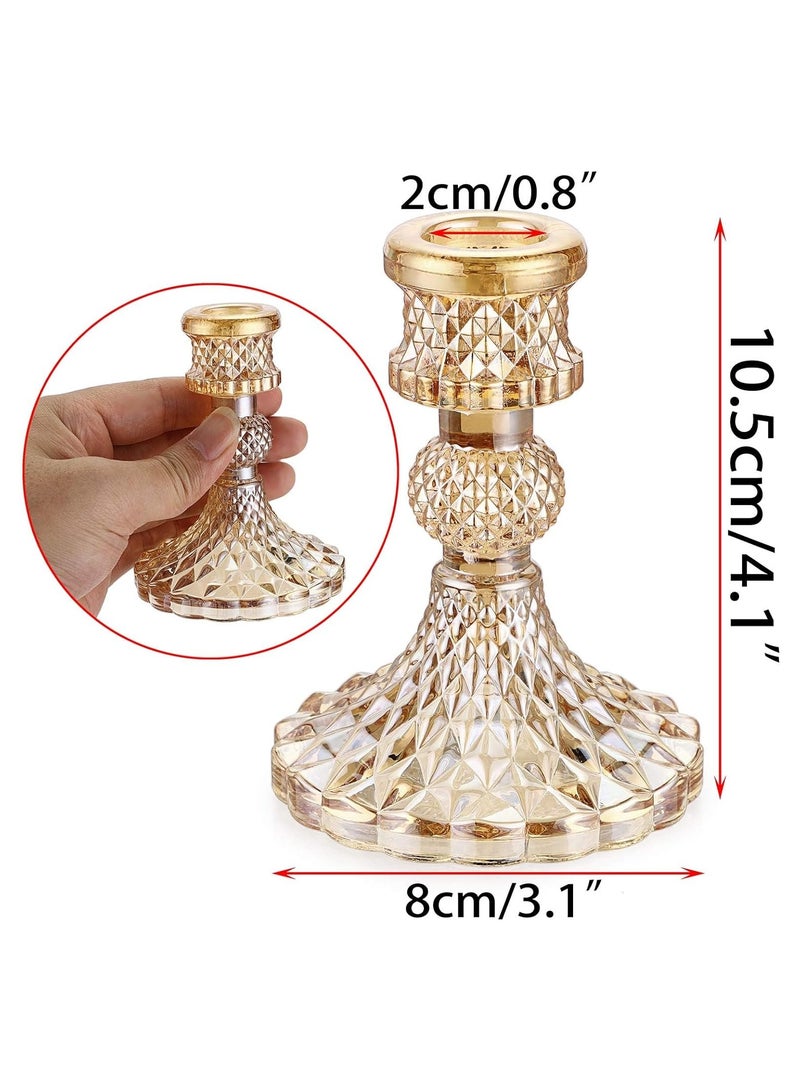 KASTWAVE Glass Candle Holder Set of 2, Clear Candlestick Holder and Taper Candle Holder for Wedding Party Table, Anniversary, Dining Room Table, Spring Decor - Image 5