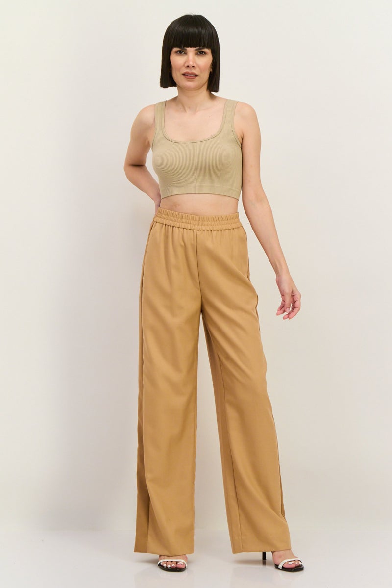 GANT Women Regular Fit Strength Leg Plain Pants, Tan  - Image 4