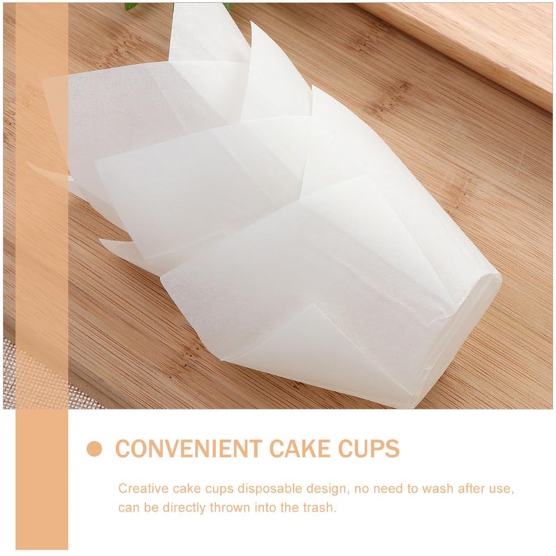 White Disposable Tulip Cake Cups 200pcs Nonstick Greaseproof Baking Liners - Image 5