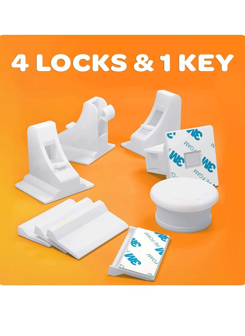 Baby Proofing Cabinet Locks (4 Locks + 1 Key)