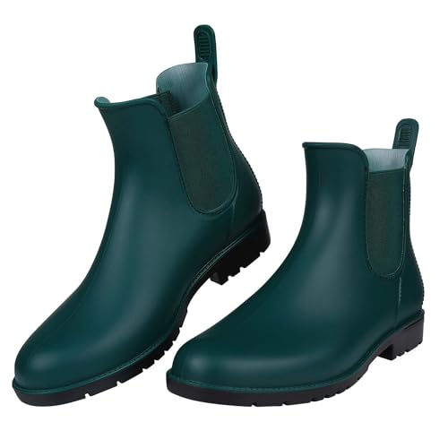 Asgard Women's Ankle Rain Boots Waterproof Chelsea Boots, Green 39 (Size 8.5) - Image 2