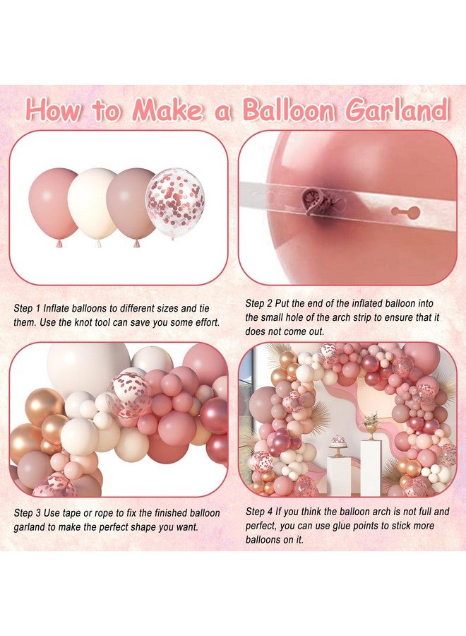 Amandir 173Pcs Dusty Rose Pink Nude Balloon Garland Arch Kit, 18In Retro Blush Peach Mauve White Sand Gold Confetti Balloons For Girl Neutral Baby Shower Wedding Bridal Boho Birthday Party Decorations - Image 4