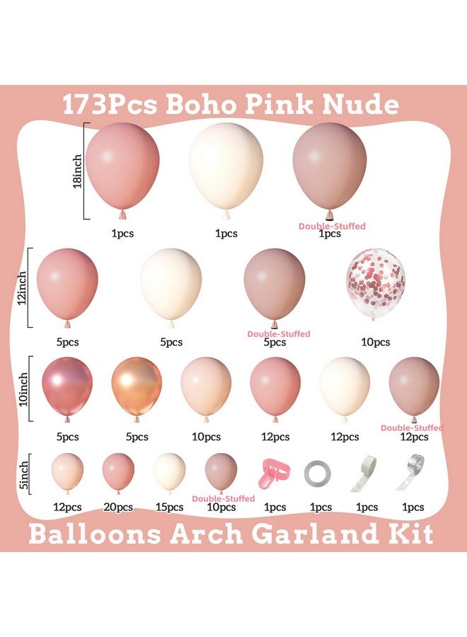 Amandir 173Pcs Dusty Rose Pink Nude Balloon Garland Arch Kit, 18In Retro Blush Peach Mauve White Sand Gold Confetti Balloons For Girl Neutral Baby Shower Wedding Bridal Boho Birthday Party Decorations - Image 2