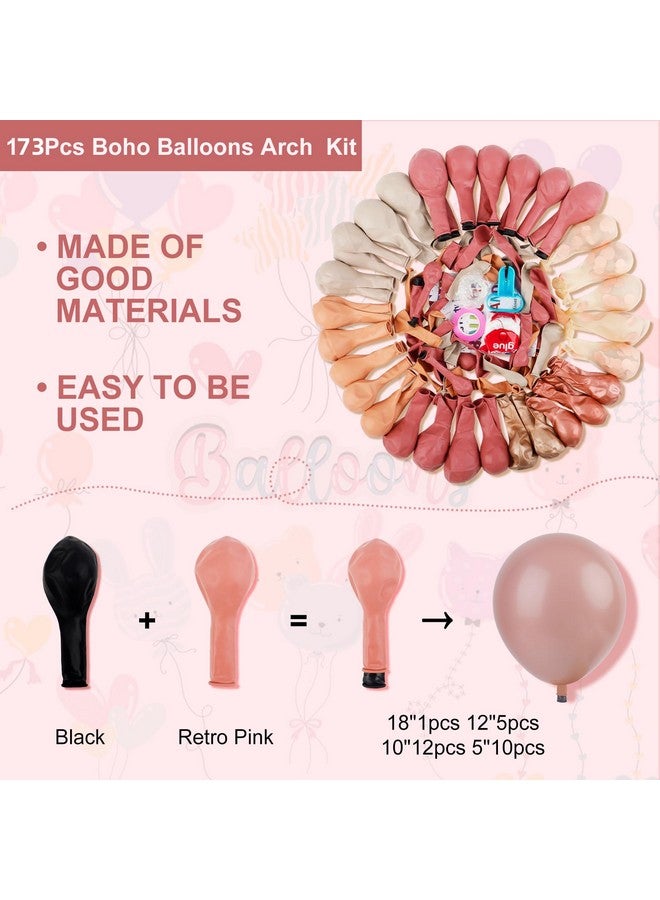 Amandir 173Pcs Dusty Rose Pink Nude Balloon Garland Arch Kit, 18In Retro Blush Peach Mauve White Sand Gold Confetti Balloons For Girl Neutral Baby Shower Wedding Bridal Boho Birthday Party Decorations - Image 3