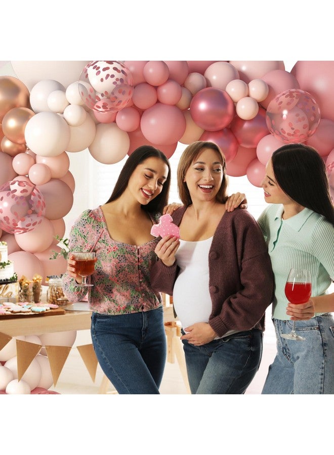 Amandir 173Pcs Dusty Rose Pink Nude Balloon Garland Arch Kit, 18In Retro Blush Peach Mauve White Sand Gold Confetti Balloons For Girl Neutral Baby Shower Wedding Bridal Boho Birthday Party Decorations - Image 5