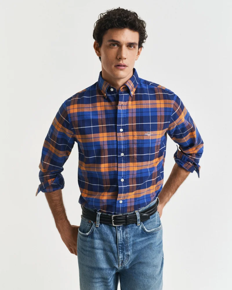 GANT Regular Fit Checked  Classic Short Sleeve  Oxford Shirt