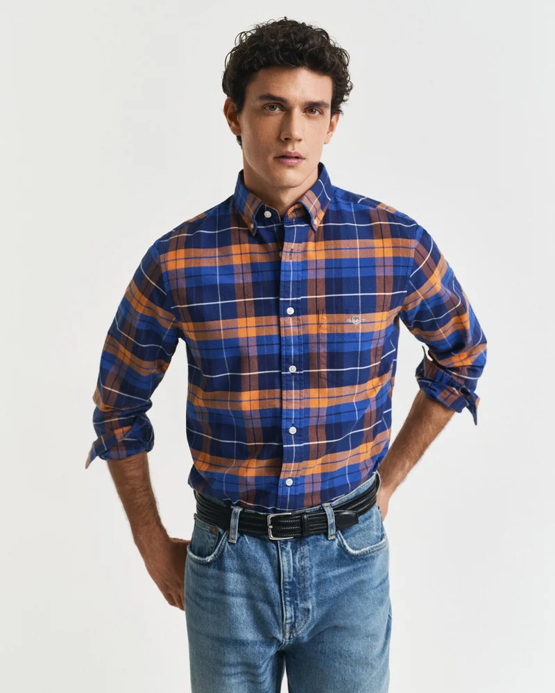 GANT  Regular Fit Checked  Classic Short Sleeve  Oxford Shirt for Men | Best Price UAE
