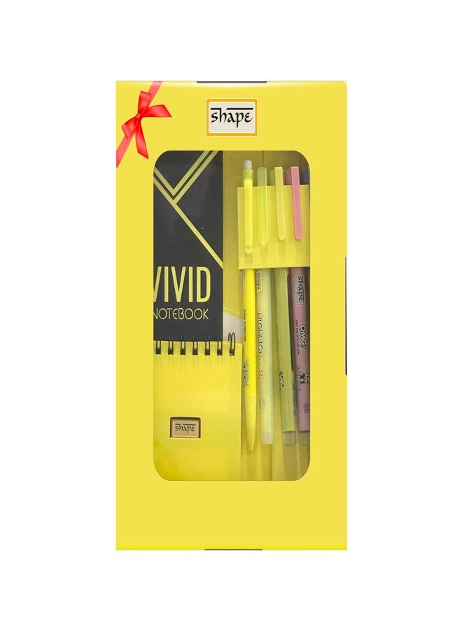 SHAPE VIVID Premium Stationery Gift Set | Colourful Gift Box for Students, Office, School, Birthday Gifts | Creative Writing & Art Gift Kit for Boys & Girls (Yellow) - Image 1