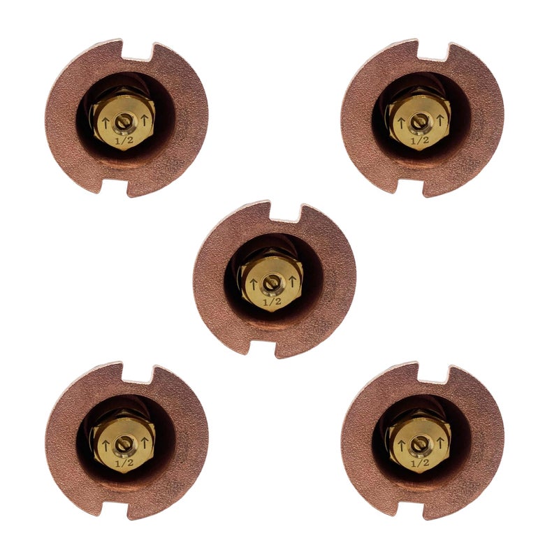Poolzilla (5 Pack) Brass Pop-Up Flush Head Sprinkler with Half Pattern Spray Nozzle - Compatible with Flush Heads from Orbit, Champion and Other Major Brands - 1-Â½â€™â€™ Inch Pop-Up Height - Image 1