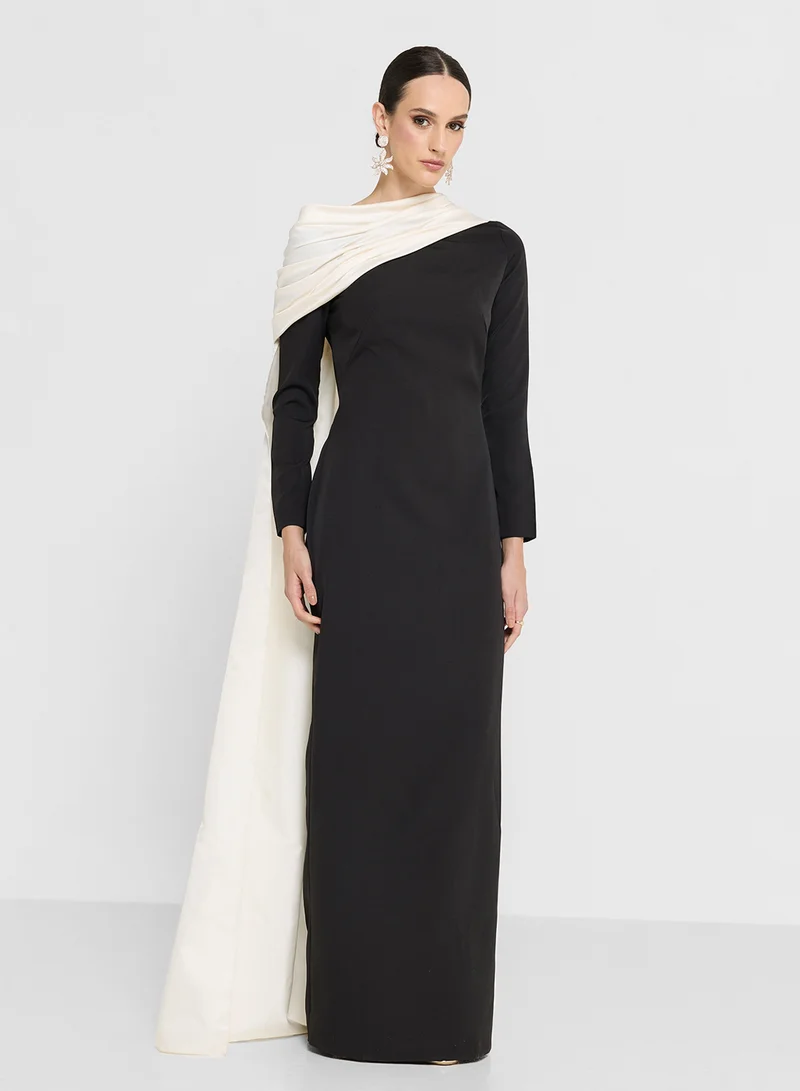 Namshi x Contrast Toned Drapped Dress