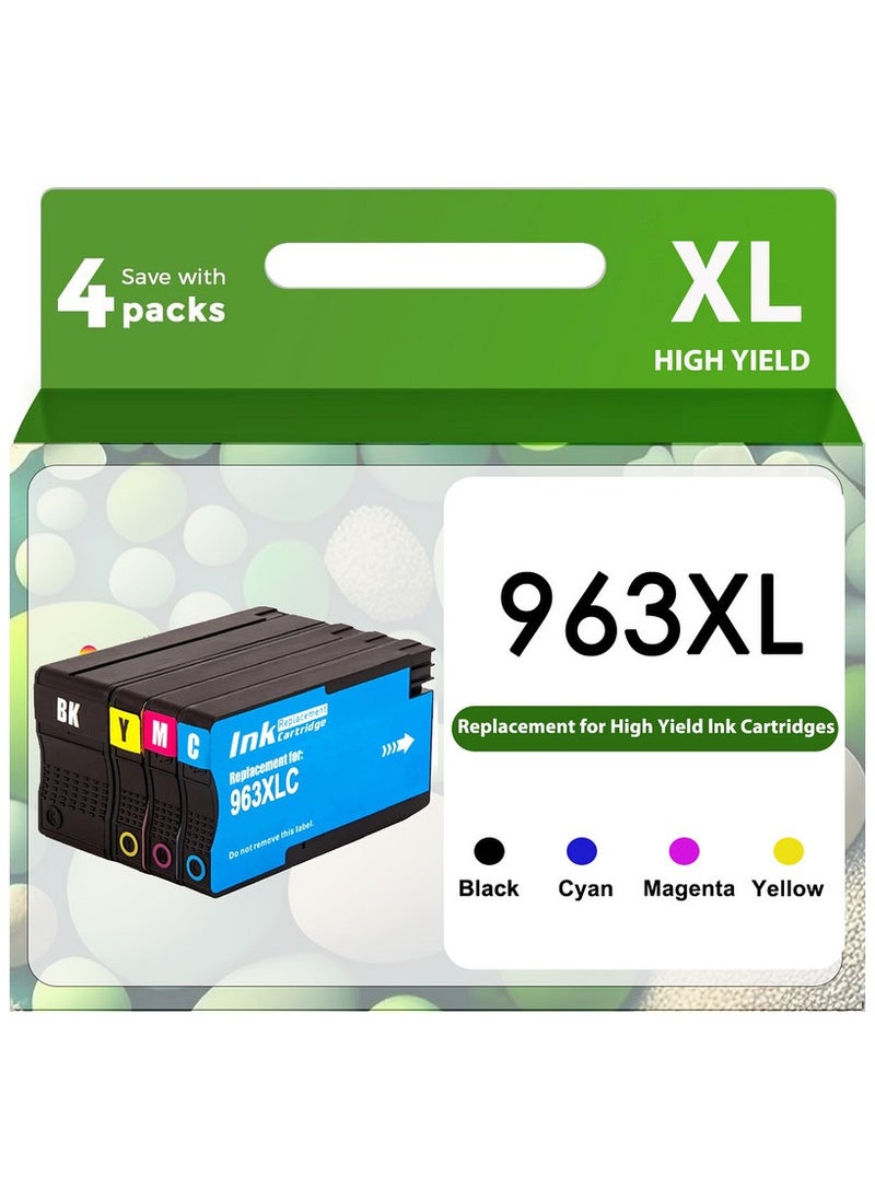 963XL Ink Cartridges Multipack Replacement for 963XL Ink Cartridges Multipack Compatible for Officejet Pro 9010 9012 9015 9016 9020(4 Pack)  - Image 1