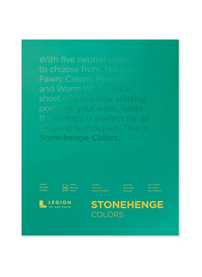 Stonehenge - 100% Cotton Medium Weight Pad Multi Color (Warm White Natural Cream Fawn Pearl Grey) 11 X 14 Inches 250Gsm 15 Sheets For Dry Media - Image 1