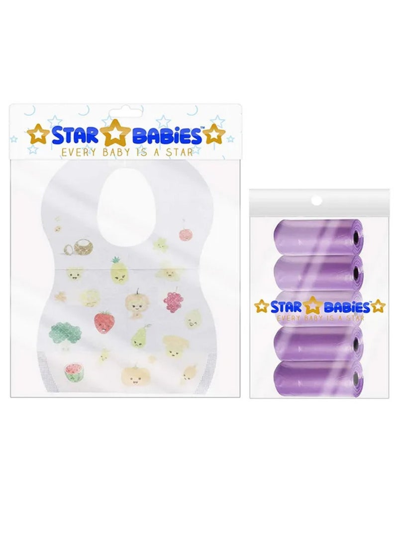 STAR BABiES Combo Pack Scented Bag Pack Of 5 Disposable Bibs 10Pcs   Lavender - Image 1
