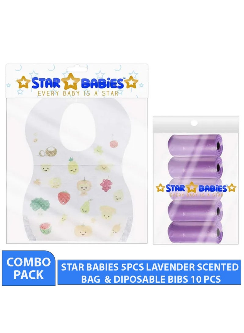 STAR BABiES Combo Pack Scented Bag Pack Of 5 Disposable Bibs 10Pcs   Lavender - Image 2