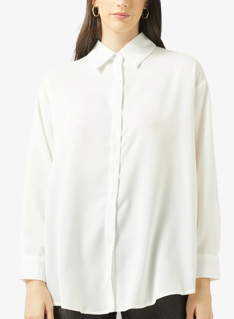 Ella  Button Down Shirt With Back Pleat for Women | Best Price UAE
