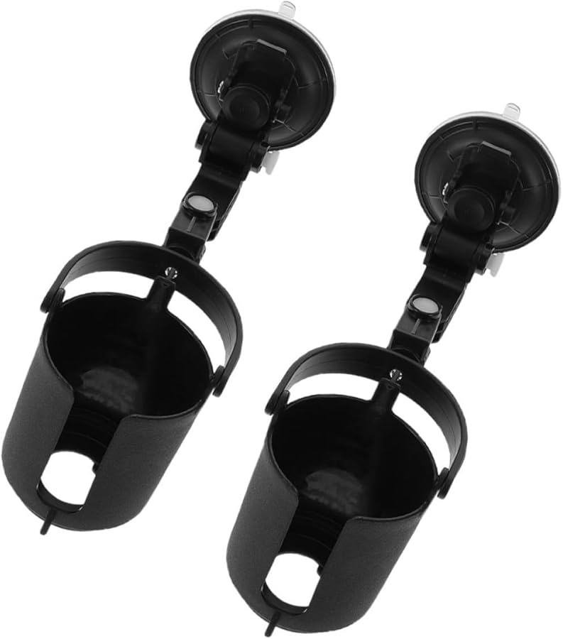 Universal 2 Pack Car Cup Holder with Suction Base for Bottles and Phones Black - Image 1