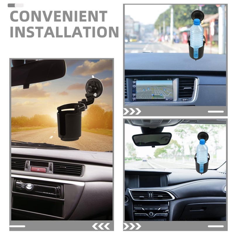 Universal 2 Pack Car Cup Holder with Suction Base for Bottles and Phones Black - Image 4