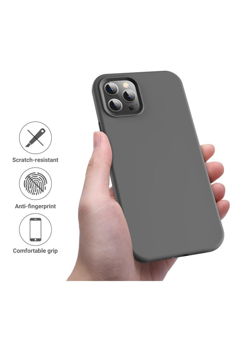 ten.tech Compatible with iPhone 12 Pro Max Case,(Silky and Soft Touch Series) Premium Soft Liquid Silicone Rubber Full-Body Protective Bumper Case (Space Gray) - Image 2
