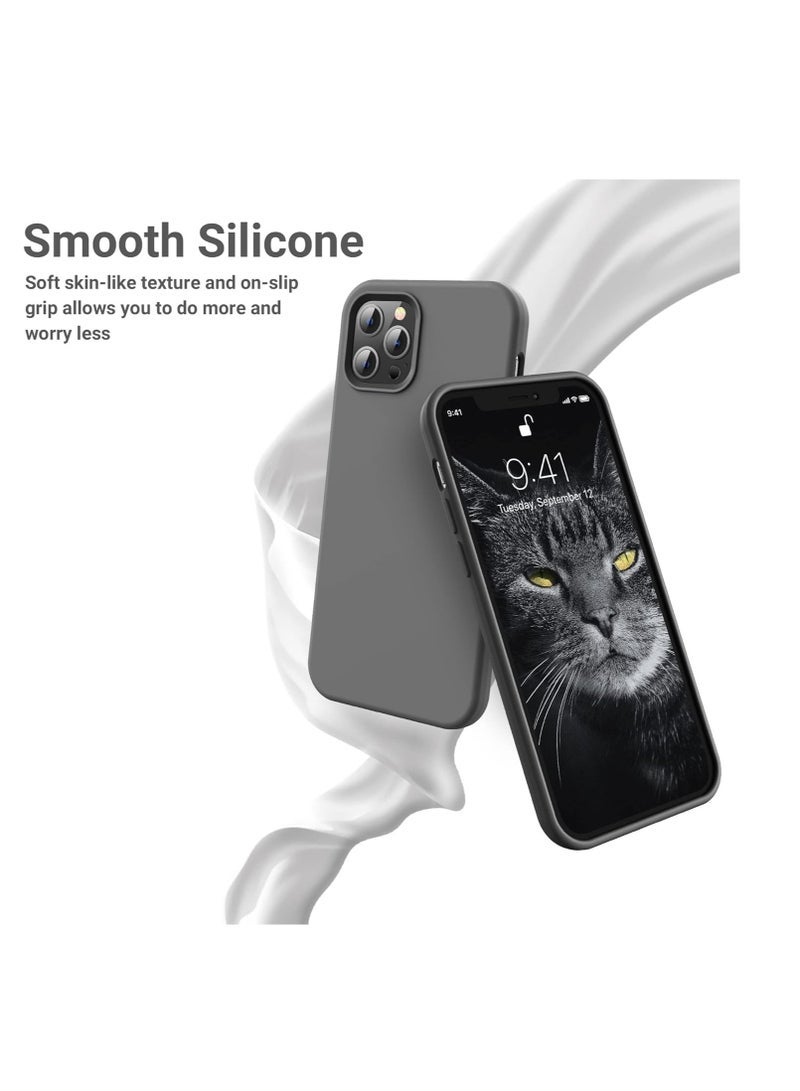 ten.tech Compatible with iPhone 12 Pro Max Case,(Silky and Soft Touch Series) Premium Soft Liquid Silicone Rubber Full-Body Protective Bumper Case (Space Gray) - Image 3