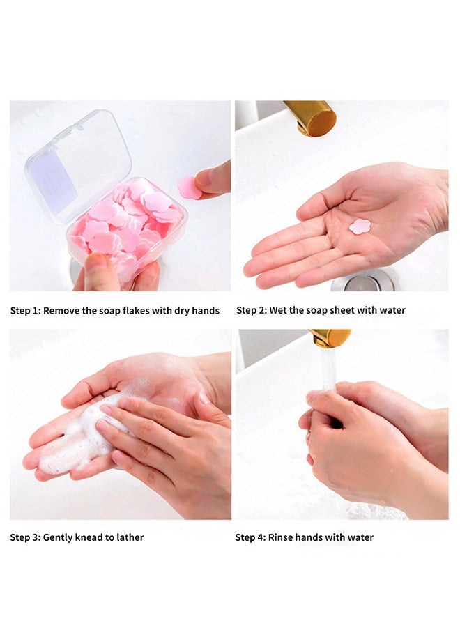 Generic 4 Pcs Petal Shape Soap Flakes Hand Soap Sheets, Mini Portable Antibacterial Soap Sheets the Box, Disposable Travel Scented Bath Slice Foaming Paper (Colorful)  - Image 4