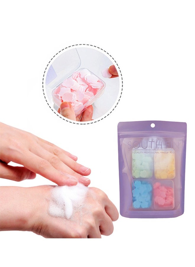 Generic 4 Pcs Petal Shape Soap Flakes Hand Soap Sheets, Mini Portable Antibacterial Soap Sheets the Box, Disposable Travel Scented Bath Slice Foaming Paper (Colorful)  - Image 3