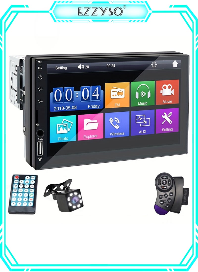 EzzySo - 7 Inch Single Din Car Stereo Car MP5 Multimedia Player, HD Touch Screen with Touch Buttons on Leftside, Car Audio Receiver, MP5 Player Support Bluetooth Mirror Link SWC, Car Radio Receiver - Image 1