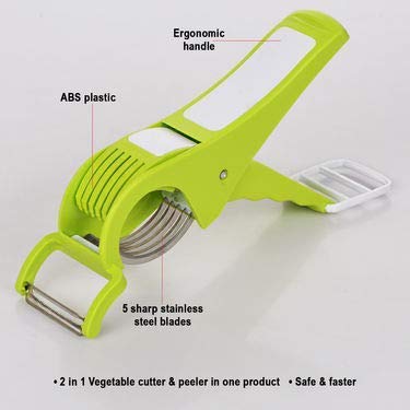 SHEEJAI Vegetable Cutter & Peeler with 5 Stainless Steel Blades in one Product (Set of Two) Combo Pack. - Image 2