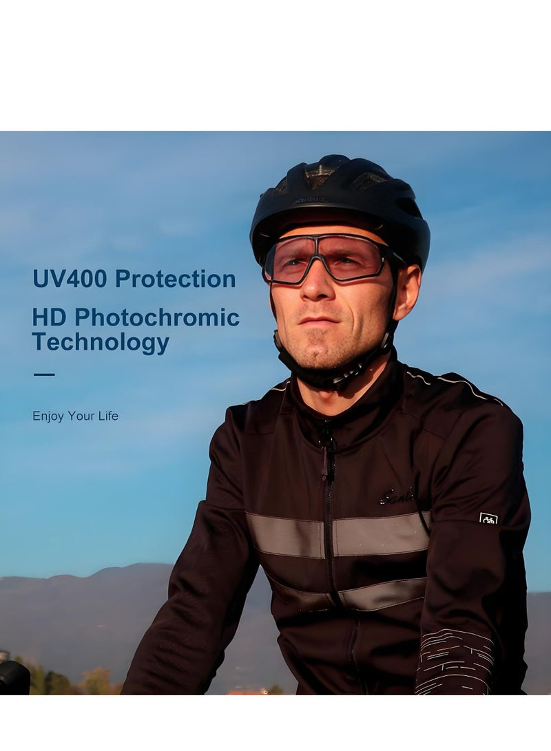 Lee Yon Cycling Glasses Photochromic Sunglasses Bike Sunglasses Clear Bicycle Glasses Riding Glasses for Men Cycling Sunglasses Sports Bike Glasses, Black - Image 5