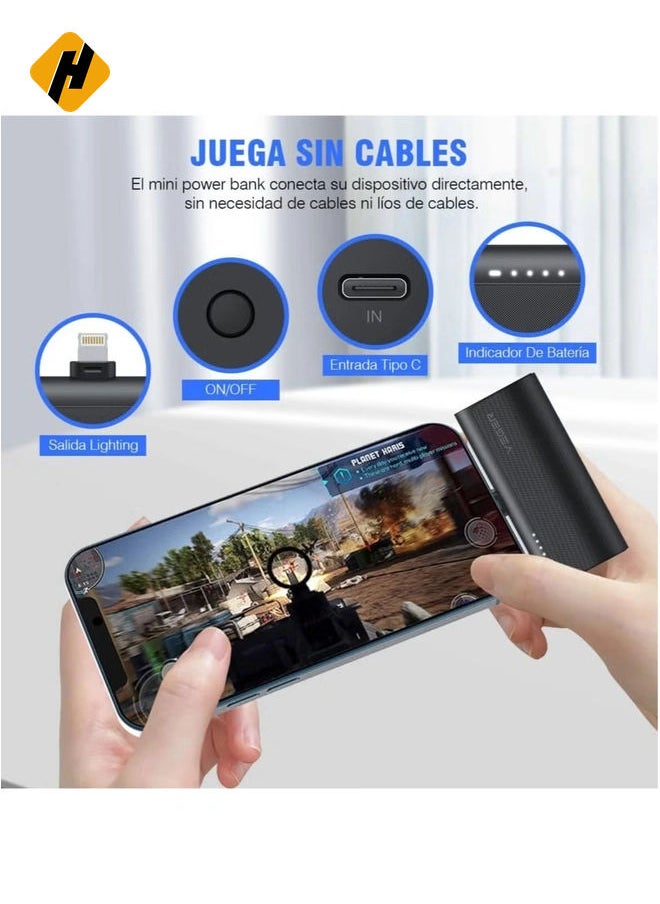 HuHa - Mini Portable Powerbank 5000mAh Fast Charging 20W PD, QC 3.0 External Battery Built-in Plug-in-Use Portable Charger Compatible for iPhone 13/12/11/XR/X/8/7/6/Plus - Image 1