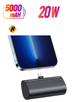 Mini Portable Powerbank 5000mAh Fast Charging 20W PD, QC 3.0 External Battery Built-in Plug-in-Use Portable Charger Compatible for iPhone 13/12/11/XR/X/8/7/6/Plus